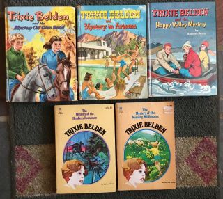 5 Trixie Belden Books 26 & 34 Oval Pb Happy Valley Mystery In Arizona Glen Road