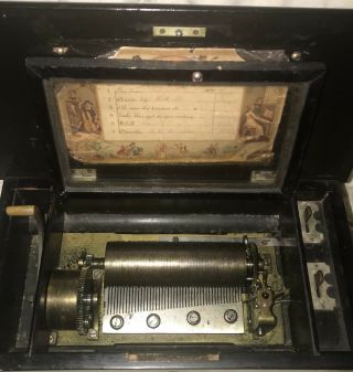 Antique Swiss 6 Air Cylinder Music Box 1800 