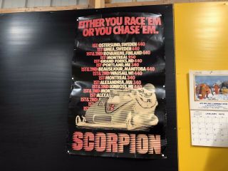 Scorpion Sno Pro Mod Race Snowmobile Poster Vintage Sled Odd Job