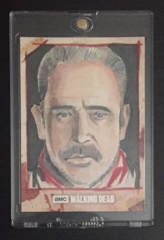 Negan 1/1 Sketch Card - Art By B.  Scotchmer Auto - 2018 Topps Amc The Walking Dead