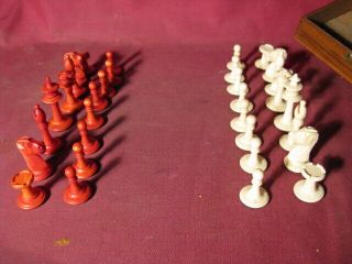 Antique Carved Bone Staunton Chess Set 1 2