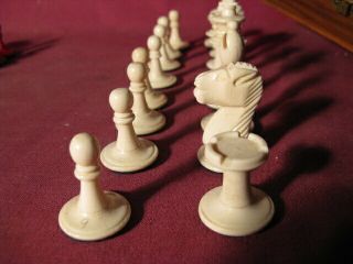 Antique Carved Bone Staunton Chess Set 1 3