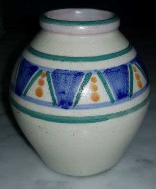 Vintage Geometric Poole Pottery Small Vase Art Deco Tq Pattern Shape 585