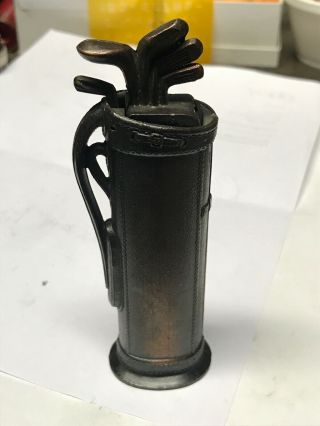Vintage 1940s Negbaur Bronze Golf Bag Table Lighter Made in USA 3