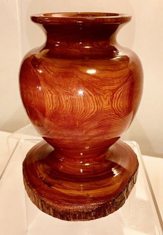 Vintage California Redwood Burl Vase Natural Wood 5” Mid Century Modern