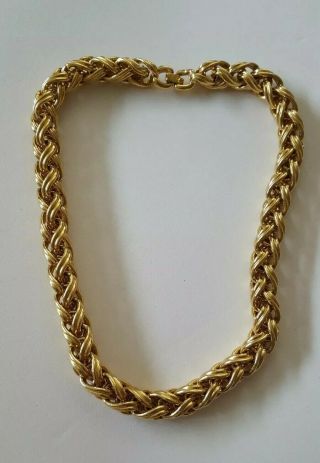 Vintage Monet Chunky Gold Tone Link Necklace Signed