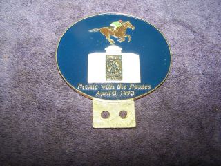 Vintage License Toppers,  Santa Anita1993,  Picnic With The Ponies,  Porcelain & Brass