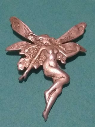 Large Vintage Sterling Silver Pixie Fairy Art Nouveau Style Pin/brooch 15.  8gr
