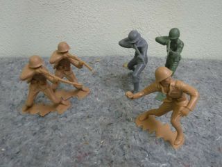 Vintage 1963 Marx 6 Inch Plastic Toy Soldier Figures - Japanese & German