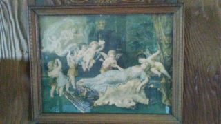 2 Antique Victorian Framed Prints With Cherubs,  Angels,  Ladies