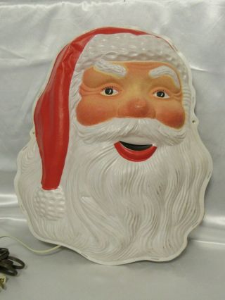 Vintage Christmas Santa Claus Head Face Blow Mold Wall Hanging Light 1950’s