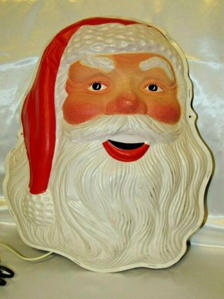 Vintage Christmas Santa Claus Head Face Blow Mold Wall Hanging Light 1950’s 2