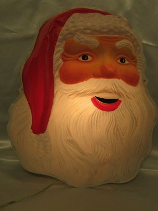 Vintage Christmas Santa Claus Head Face Blow Mold Wall Hanging Light 1950’s 3