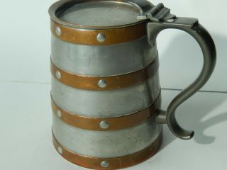 Antique Reed & Barton Pewter Copper Tankard Glass Bottom 0365 Beer Stein 1906