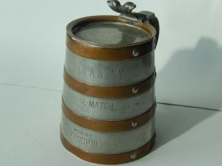 Antique Reed & Barton Pewter Copper Tankard glass bottom 0365 beer Stein 1906 2