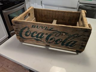 Vintage Coca - Cola Wooden Crate Box French Rare