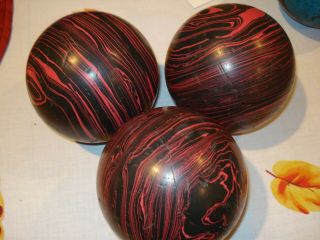 Vintage Set Of 3 Rubber Duckpin Bowling Balls Red/black 5 " Unmarked