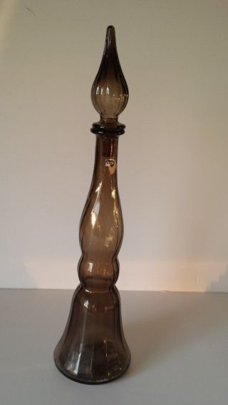 1 Vintage Genie Decanter Bottle Smoke 18x4.  25 Rossini Empoli Glass Italy