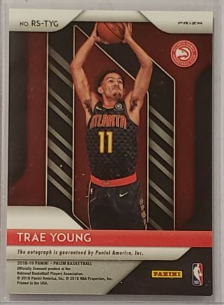 2018 - 19 Panini Prizm Rookie Signatures Auto Prizms Choice Red Trae Young RC SSP 3