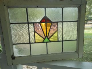 La224a Lovely Transom Style Leaded Stained Glass Window From England 25 X 19