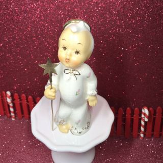 Vtg Shafford Angel Boy In Nightgown With Star Wand Christmas Figurine Japan