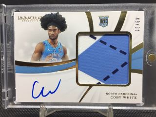 Coby White 2019/20 Immaculate Premium Patch Auto 3 Color 49/99 Tar Heels Bulls