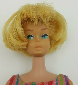Vintage 1958 American Girl Barbie Doll Blue Eyes Blonde Legs Bend Made In Japan