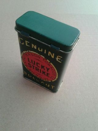 Vintage Lucky Strike Roll Cut Tobacco /cigarette Pocket Litho Tin Green Box.