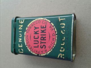 Vintage LUCKY STRIKE Roll Cut Tobacco /Cigarette Pocket Litho Tin Green Box. 2