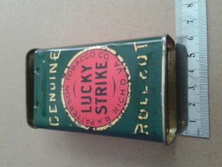 Vintage LUCKY STRIKE Roll Cut Tobacco /Cigarette Pocket Litho Tin Green Box. 3