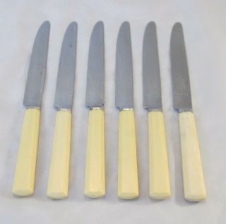A Vintage Set Of 6 Dessert Knives With Faux Bone Handles - Mappin And Webb
