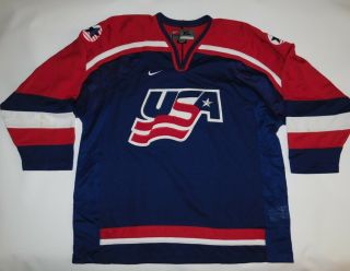 Vtg Unworn 2000s Usa National Team Olympics Ice Hockey Nike Jersey Sewn Men 
