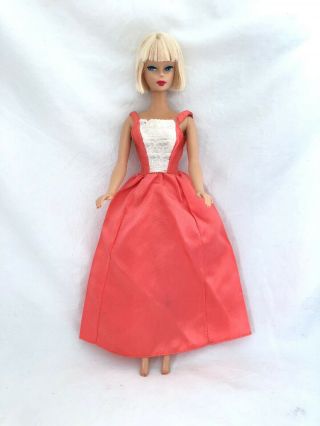 Vintage Barbie Get Ups ‘n Go Fashion 9595 Sleek Formal In Satin ‘n Fur Dress Htf