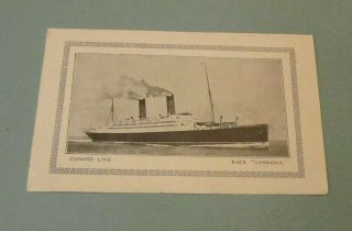 1927 Cunard Cruise Ship Line Rms Carmania Abstract Log Card London Boston & Ny