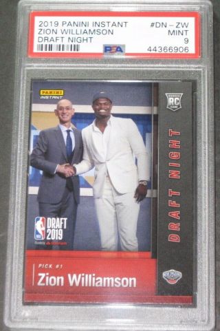 Psa 9 2019 Panini Instant Zion Williamson Rookie Basketball Card Rc