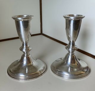 Vintage Pair Empire Sterling Silver Candlestick Holders 5” Weighted