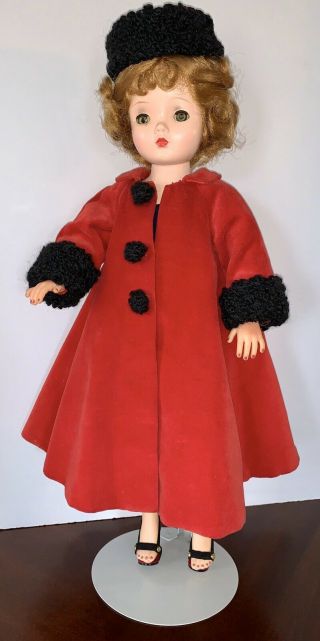 Vintage Untagged Red Velveteen Coat Fits Madame Alexander 20 - 21”cissy Doll