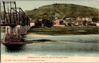 Callicoon Ny Viewed From Pa Side Of Delaware River C1909 Vintage Postcard R26