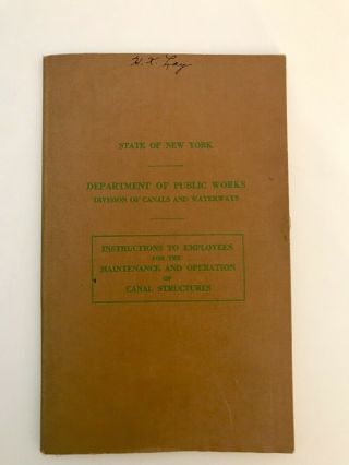 Vtg Rare 1943 State Of York Department Of Public Division Of Canals