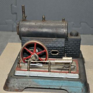 Vintage Model Steam Engine With Boiler - Cast Iron Flywheel - On Platform