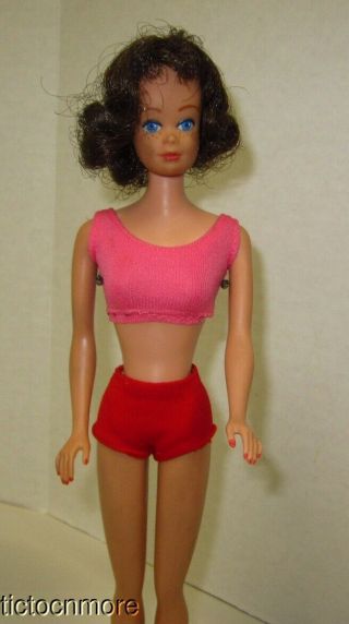 Vintage Barbie Friend Midge Doll Brunette No 860 W/ Pink & Red Suit