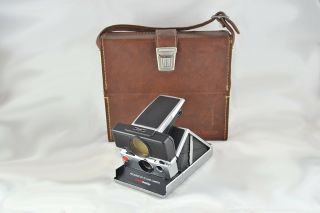 Vintage Black Leather Polaroid Sx - 70 Land Camera Sonar Onestep W/ Case
