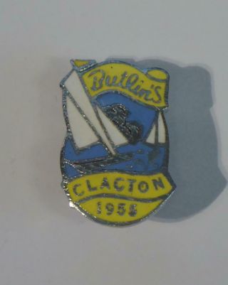 Vintage Enamel Butlins Pin Badge - Clacton 1955