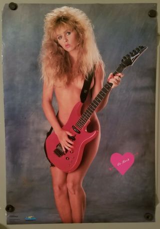 Vintage 1989 Nude Hot Girl With Ibanez Guitar Poster / Roadstar Series 22x32