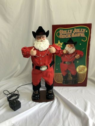 (vintage) 1999 Holly Jolly Rock Santa Claus 16 " Cowboy Dancing Singing Allan J