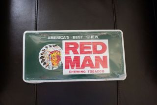 Vintage Metal Tin Embossed Indian Red Man License Plate