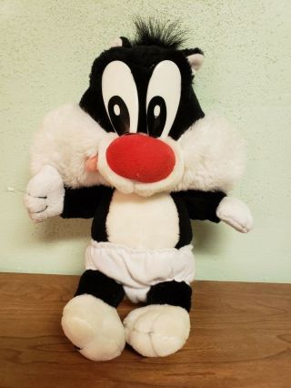 1997 Looney Tunes Plush Baby Sylvester Cat Diaper Vintage Toy Six Flags - Rare