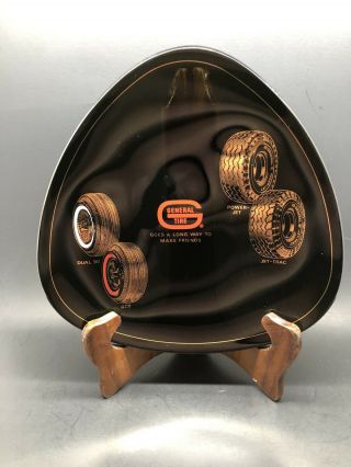 Vintage General Tire Glass Dish Ashtray | Great Graphics | Mcm Style