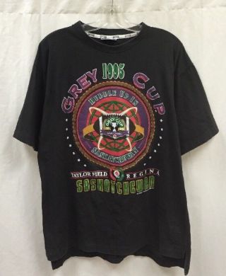 Vintage 1995 Saskatchewan Roughriders Cfl Regina Grey Cup T - Shirt Size M