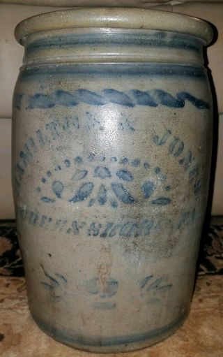 Rare Antique Hamilton Jones Greensboro Pa.  Stoneware 2 Gallon Crock Salt Glazed